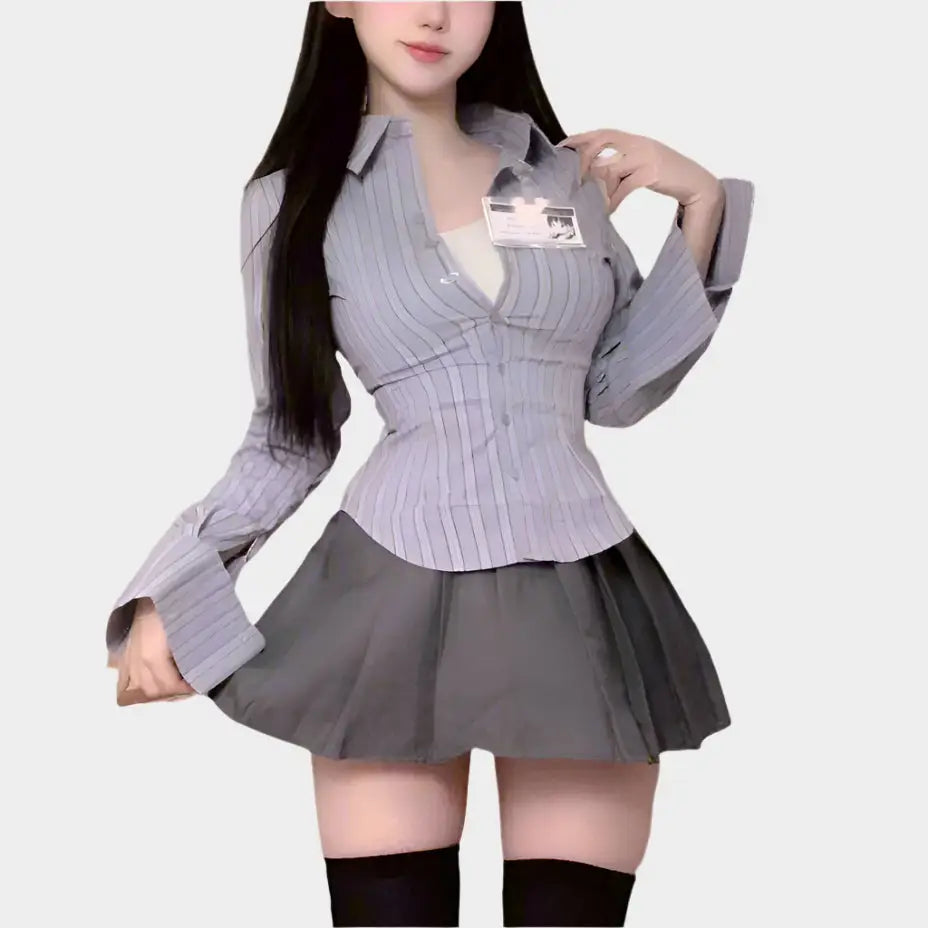 Sexy Striped Secretary Outfit - Full Set / S - Outfit