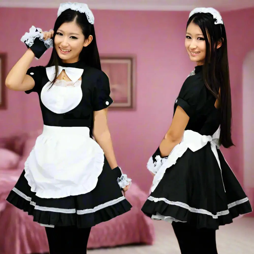 Sexy White Bow House Maid Outfit - M / Black - Outfit