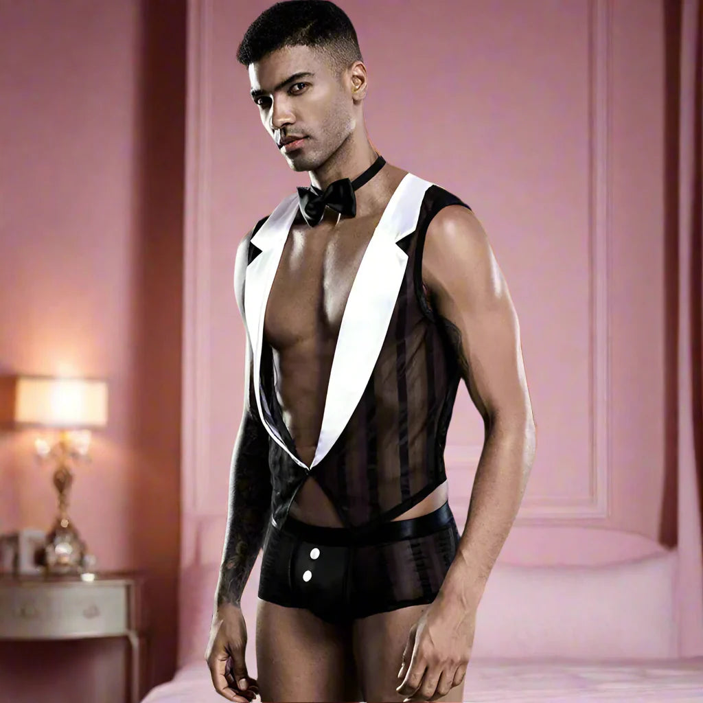 Sheer Tuxedo Male Maid Outfit - Black / One size - Outfit