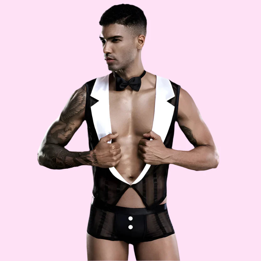Sheer Tuxedo Male Maid Outfit - Black / One size - Outfit