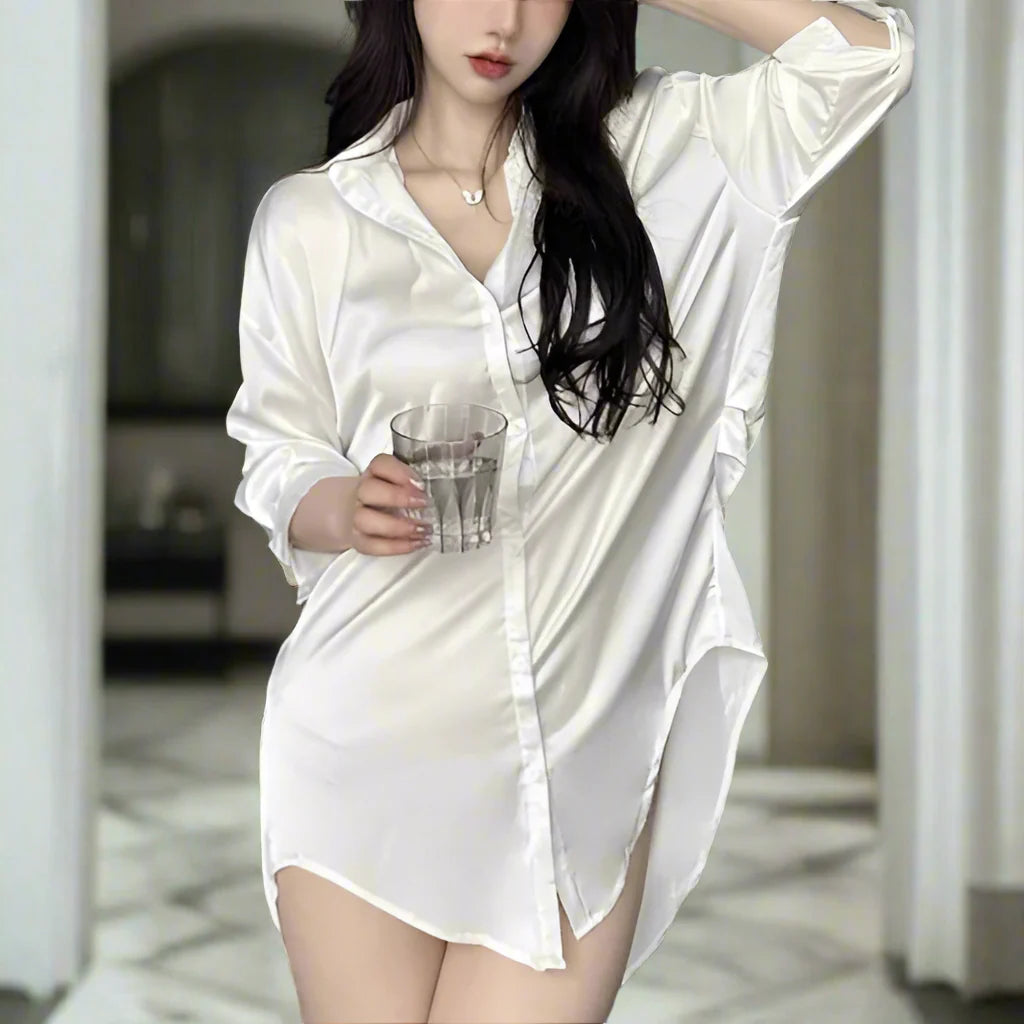 Sheer White Blouse Secretary Outfit - White / One Size - Outfit
