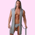 Men’s Pajamas Sleeveless Oversized Silky Male Pajamas Hooded Bathrobe Ultra-thin Homewear Bath Robe Brand New