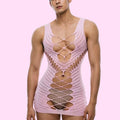 Sissy Night Dress for Fetish Male Underwear Sexy Bodysuits Men’s Lingerie Hollow Out Fishnet Sleepwear Ropa Interior