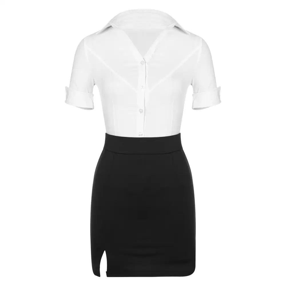 Skinny Skirt Secretary Outfit - Black / S - Outfit