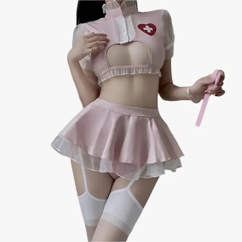 Two-Piece Sexy Nurse Outfit - Pink / One Size - Outfit