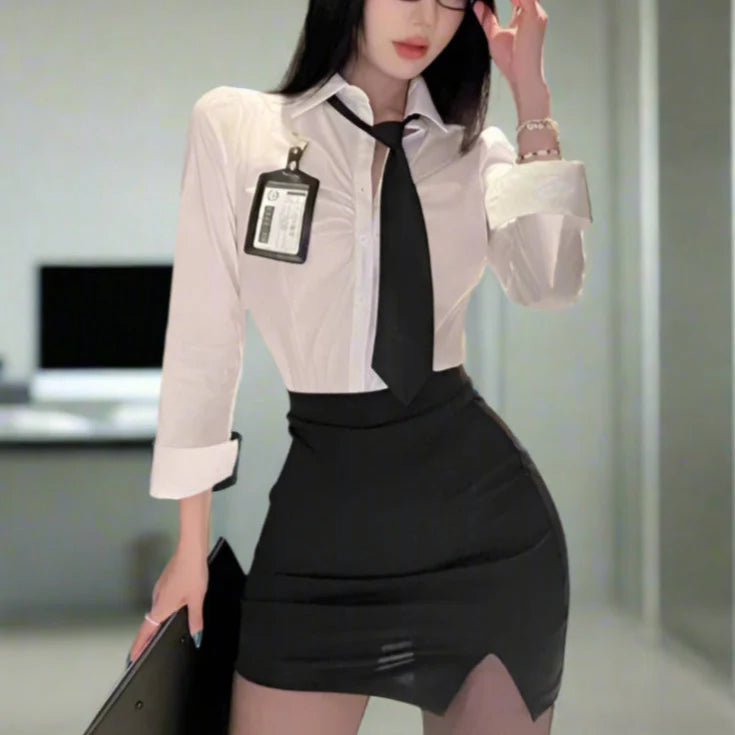White Secretary Business Outfit - Outfit